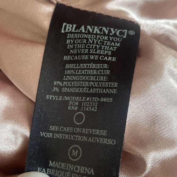 (A8) NEW Blank NYC Pink Genuine Leather Moto Jacket, Size Medium, NWOT - Picture 10 of 14